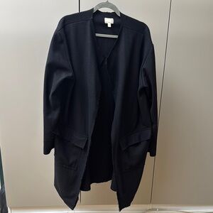 Urban Renewal Vintage Fabric Black Trench Coat Longline Style